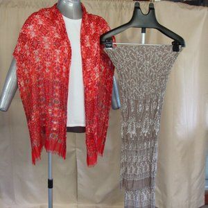 Two Eddie Bauer Crinkle Scarves